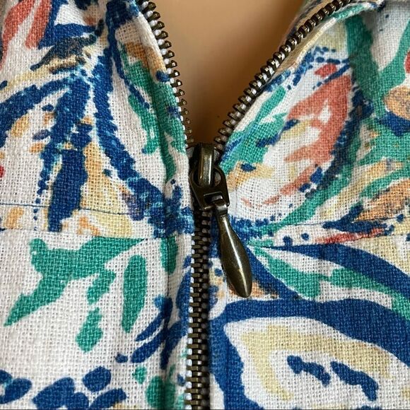 Coldwater Creek 3/4 Sleeve Colorful Watercolor Design Floral Zipper Jacket Large - Picture 3 of 13